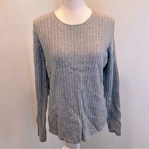 Gray cable knit cashmere sweater